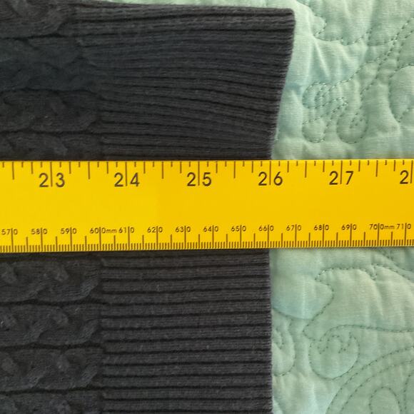 Kigili Mens Pullover Cable Knit V Neck Sweater Wool Cotton Blend Navy Medium - Picture 10 of 12